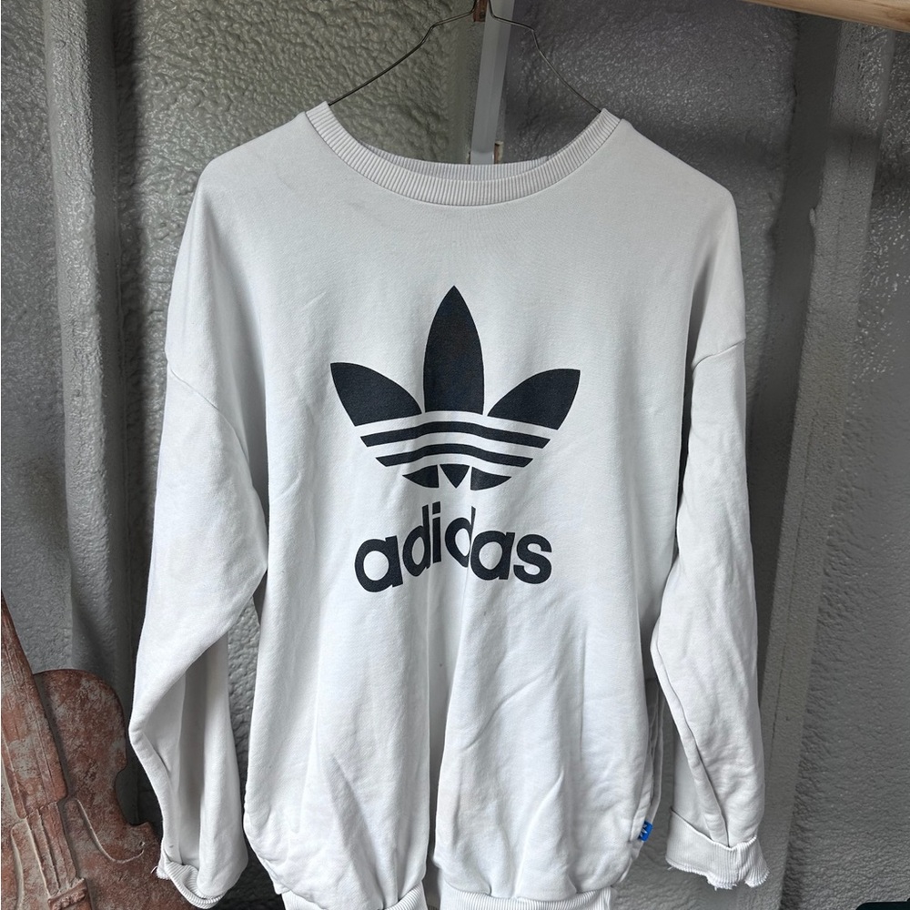 Adidas white Sweatshirt with Black Emblem